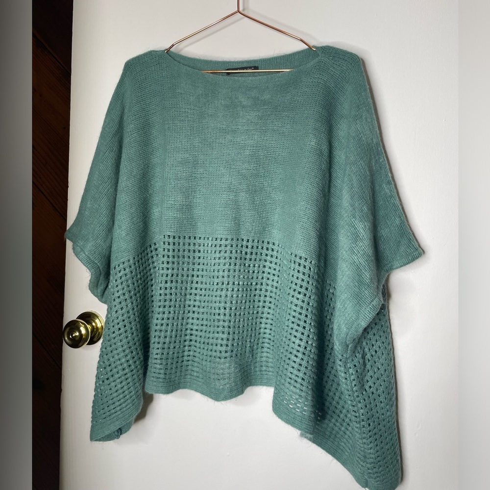 Do Everything in Love Teal Poncho Sweater